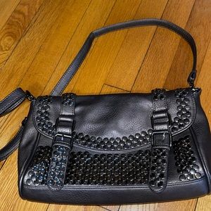 Cool gunmetal colored purse with silver accents